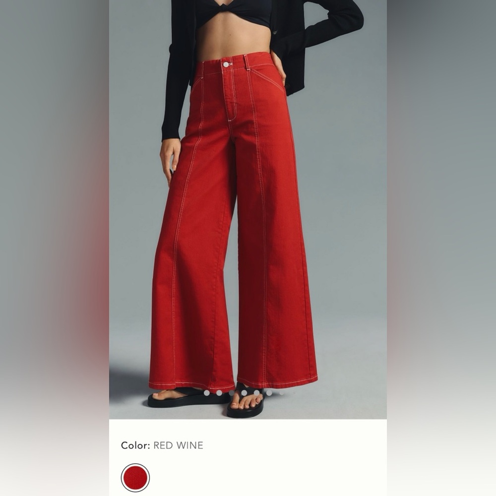 Maeve Seamed High-Rise Wide-Leg Jeans